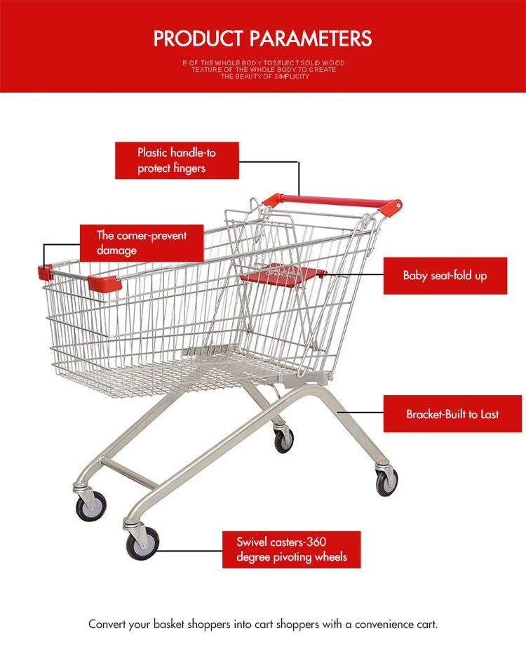 Metal Grocery Cart Supermarket Shopping Trolley for Sale